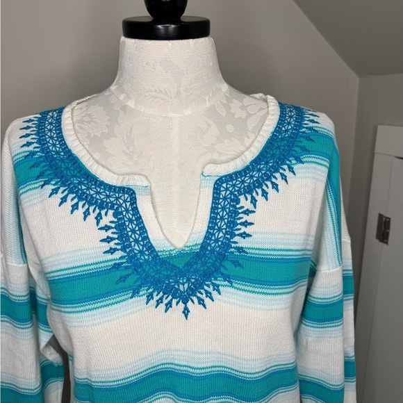 Vineyard Vines Embroidered Linen Blend Sweater - Size Large - Picture 5 of 5